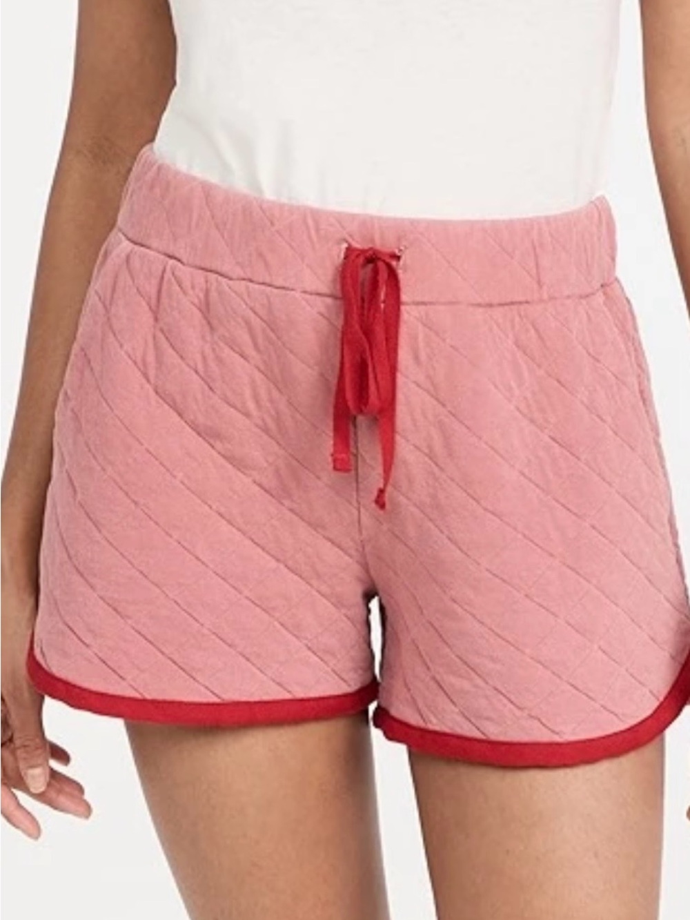 SUNDRY Quilted Lounge Shorts with Red/Cranberry Trim size 1(S) EUC